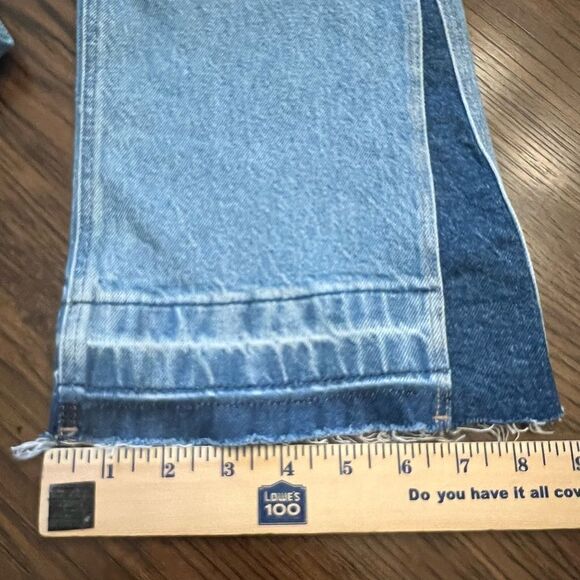 NWT American Eagle stretch raw hem women’s festival wide leg jeans. Size 12 Reg - Picture 12 of 14